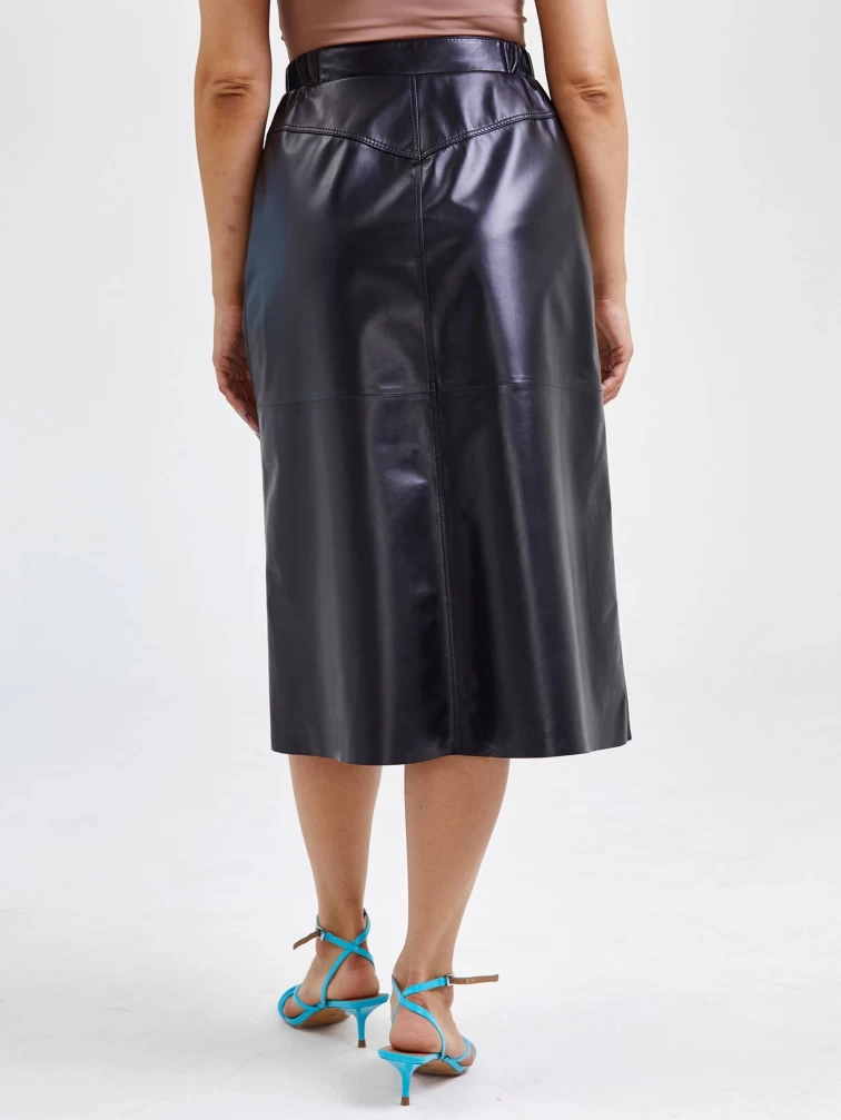 Черная кожаная юбка 08, размер 44, артикул 85551-5