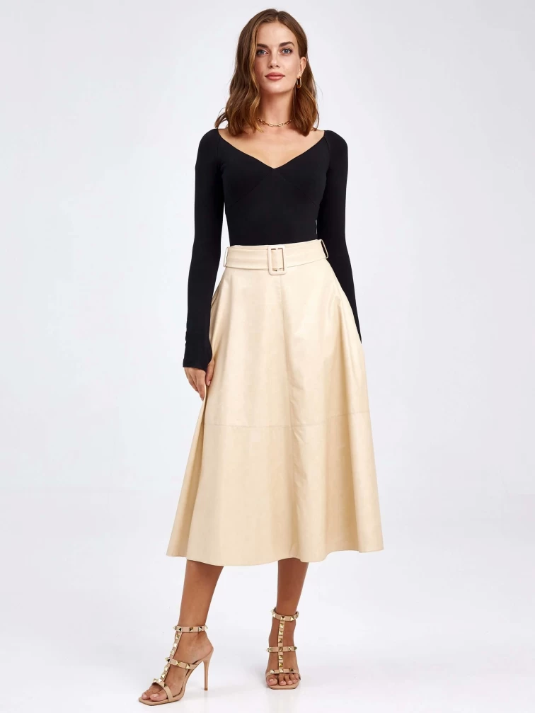 Женские кожаная юбка из экокожи 4820752, молочная, размер 46, артикул 85800-6