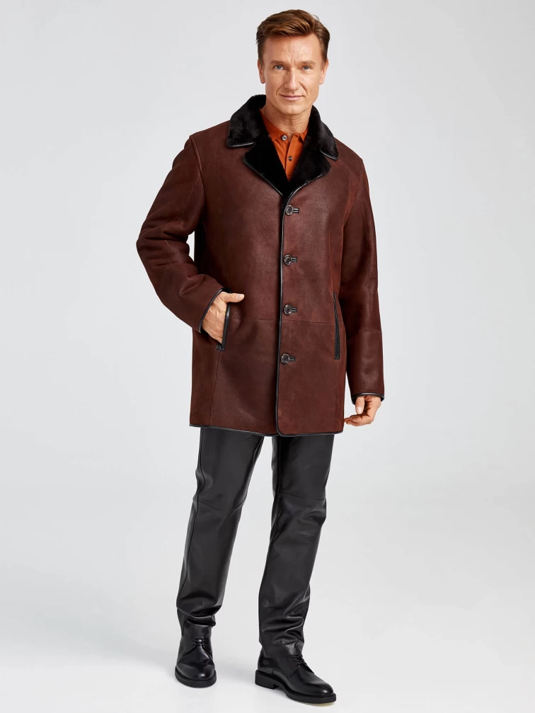 Зимний комплект мужской: Дубленка 135 + Брюки 01, виски/черный, р. 48, артикул 140460-1