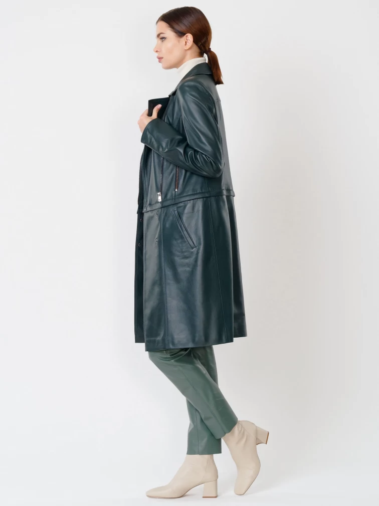 Кожаный комплект женский: Плащ 381 + Брюки 03, синий/оливковый, р. 44, арт. 111163-1