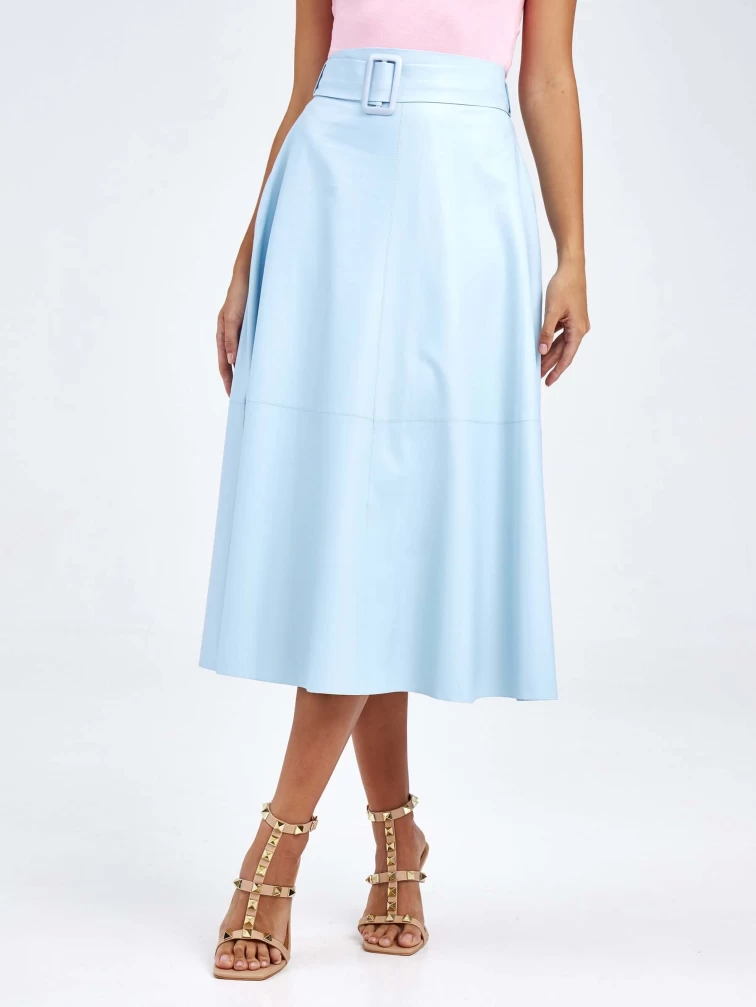 Женские кожаная юбка из экокожи 4820757, голубая, размер 48, артикул 85770-1