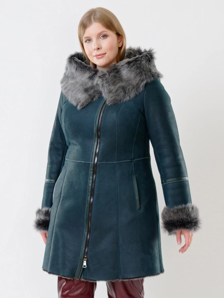 Демисезонный комплект женский: Дубленка 283 + Брюки 02, синий/бордовый, р. 44, арт. 111231-5