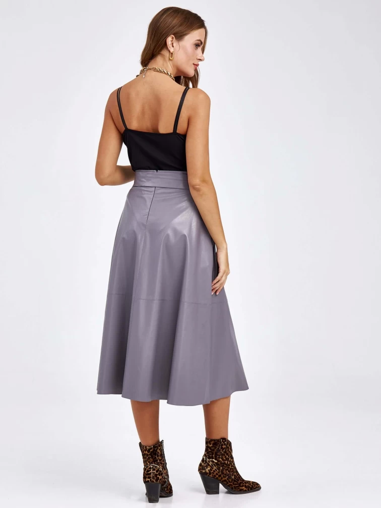 Женские кожаная юбка из экокожи 4820761, серая, размер 44, артикул 85810-7