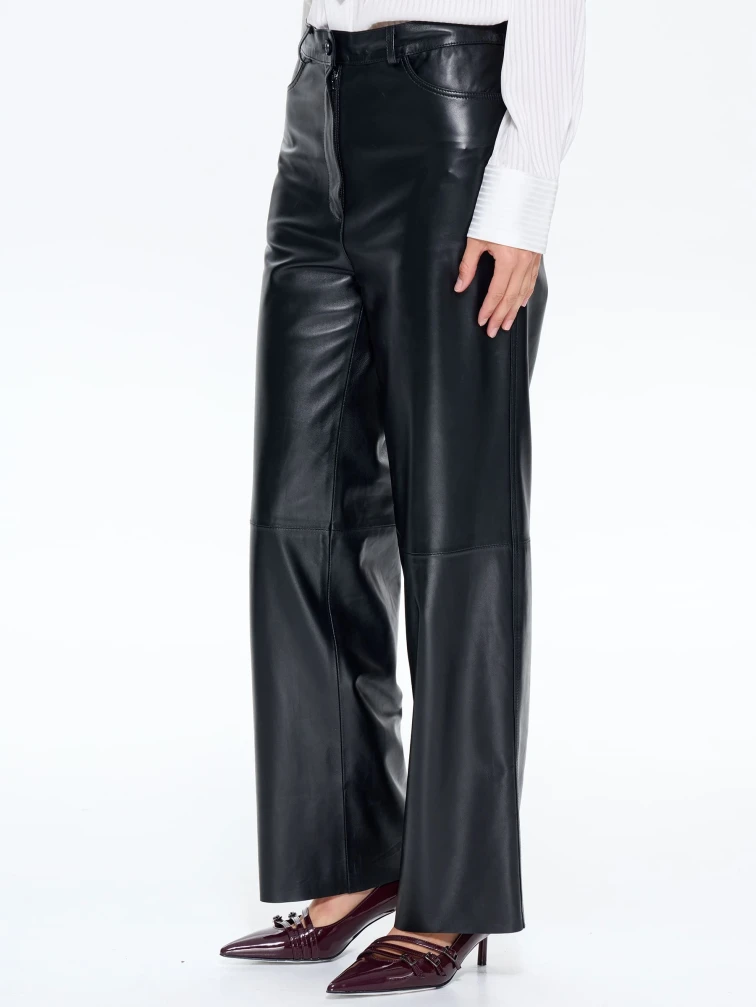 Женские брюки из натуральной кожи 11, черный, размер 46, артикул 86040-4