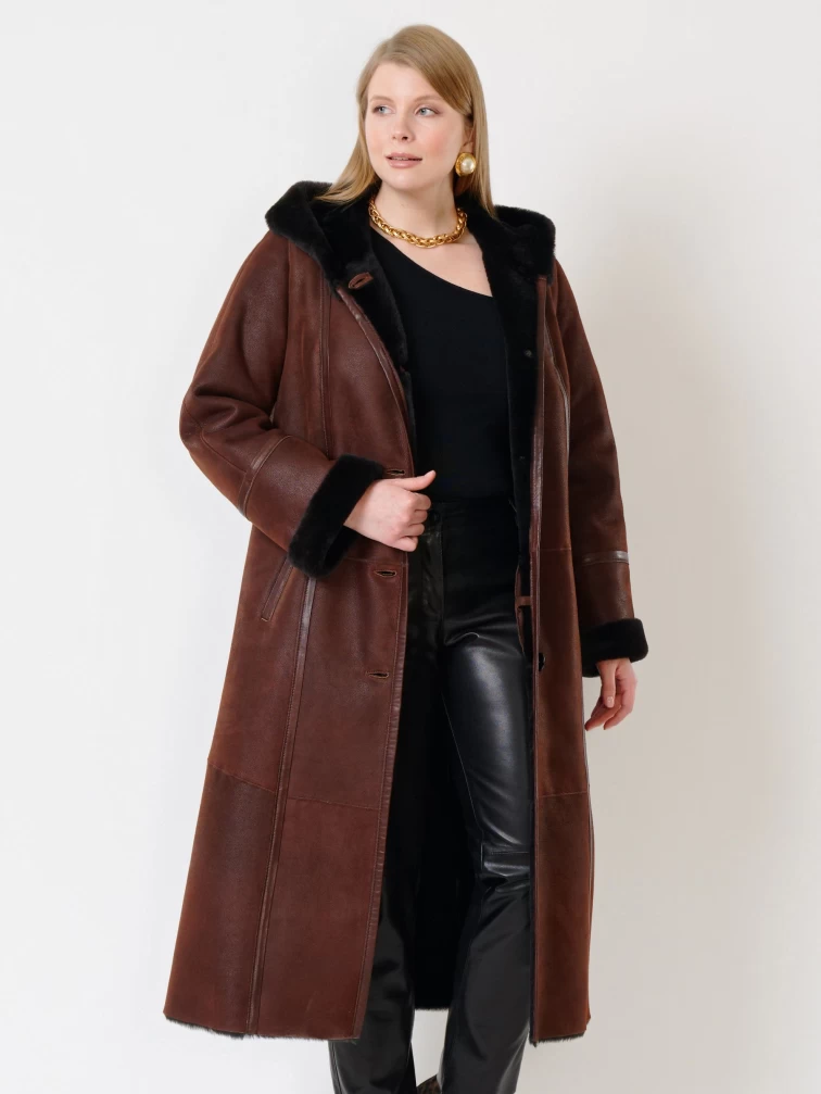 Зимний комплект женский: Дубленка 285 + Брюки 03, виски/черный, р. 48, арт. 111221-3