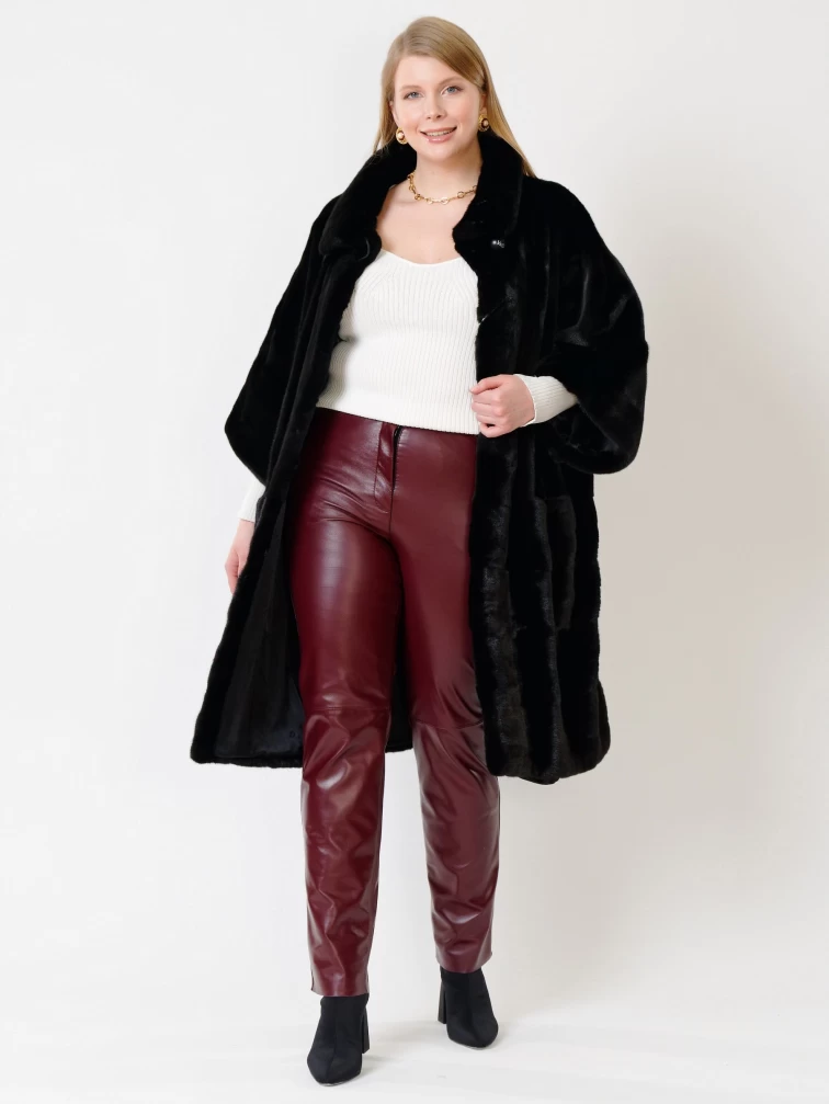 Зимний комплект женский: Пальто из меха норки 402 + Брюки 02, черный/бордовый, р. 48, арт. 111268-6