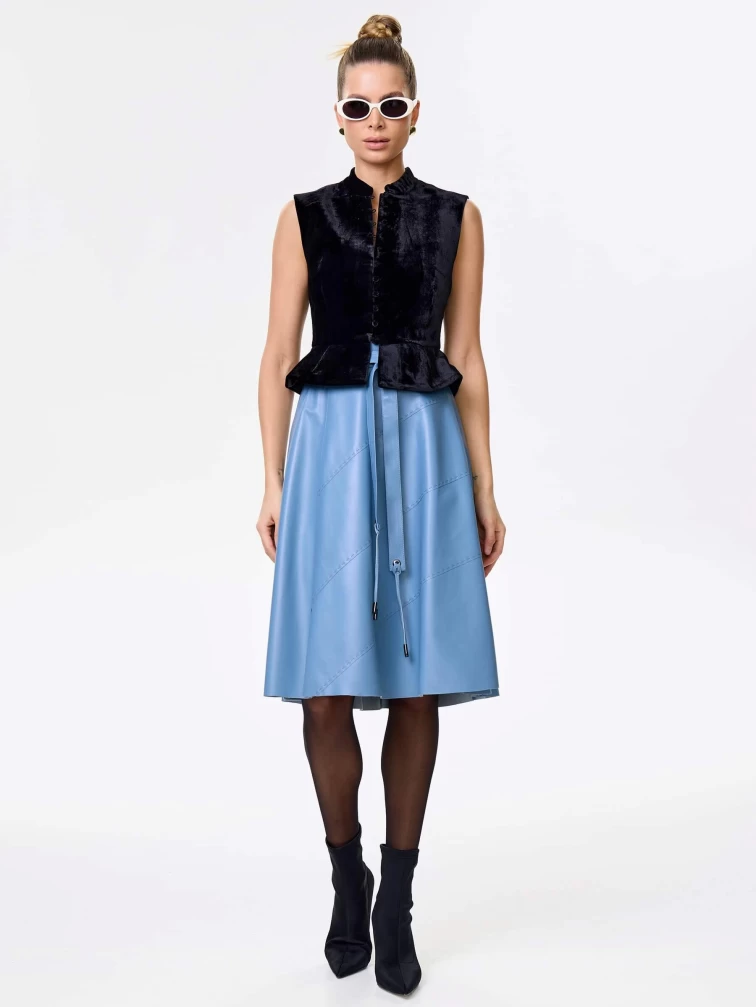 Голубая кожаная юбка 01рс, размер 46, артикул 85452-6