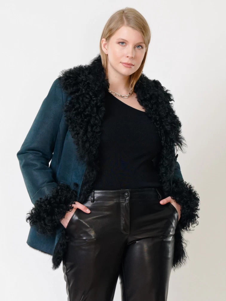 Зимний комплект женский: Дубленка 289 + Брюки 03, синий/черный, р. 42, арт. 111235-4