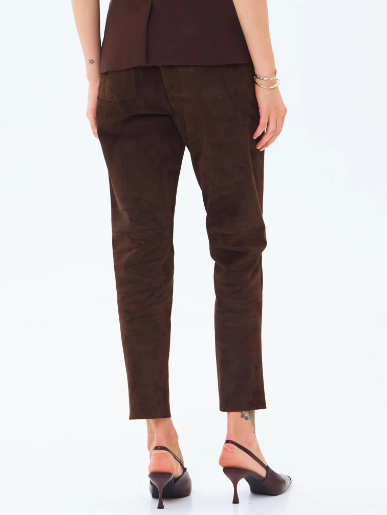 Замшевые женские брюки 09з, коричневые, размер 46, артикул 86030-5