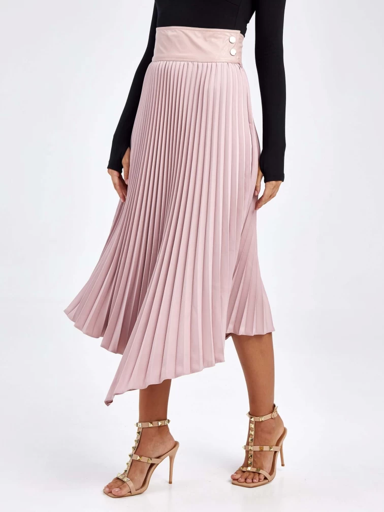 Женские кожаная юбка из экокожи 4820775, пудровая, размер 44, артикул 85830-4