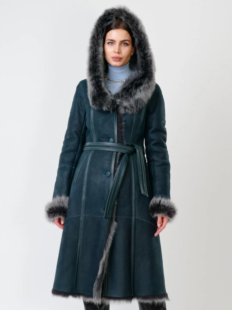 Зимний комплект женский: Дубленка 132 + Брюки 03, синий/черный, р. 44, арт. 111355-2