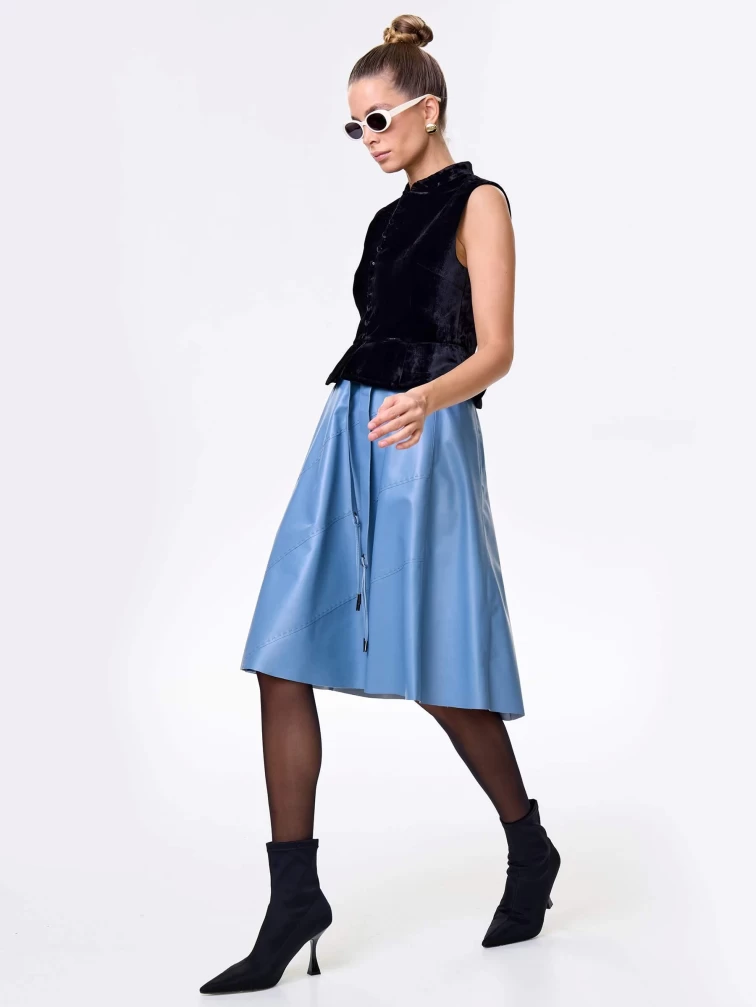 Голубая кожаная юбка 01рс, размер 46, артикул 85452-3