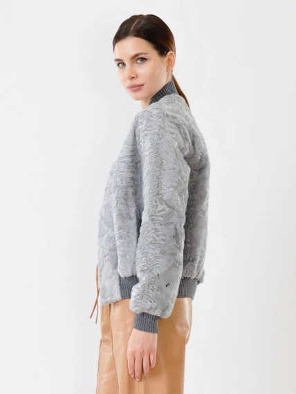 Бомбер из каракуля женский 17105, серый, размер 40, артикул 22590-6