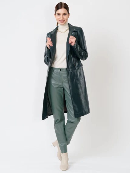 Кожаный комплект женский: Плащ 381 + Брюки 03, синий/оливковый, р. 44, арт. 111163-0