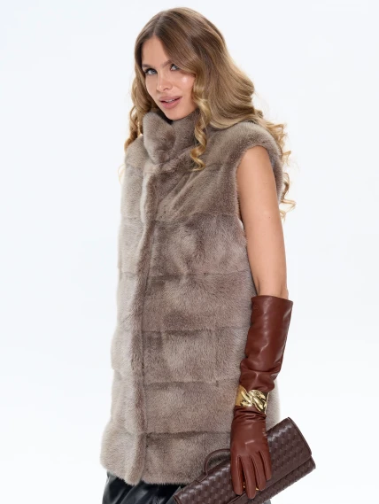 Бежевый норковый жилет 01, размер 44, артикул 65470-1
