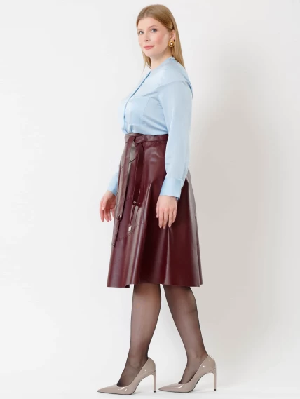 Кожаная расклешенная юбка из натуральной кожи 01рс, бордовая, размер 44, артикул 85441-6