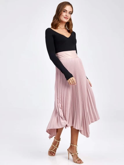 Женские кожаная юбка из экокожи 4820775, пудровая, размер 44, артикул 85830-3