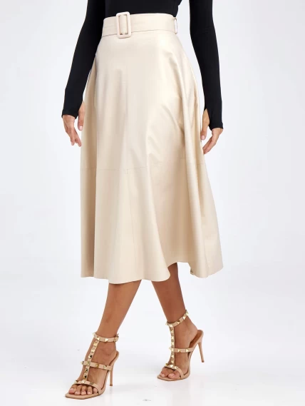 Женские кожаная юбка из экокожи 4878427, жемчужная, размер 46, артикул 85780-6