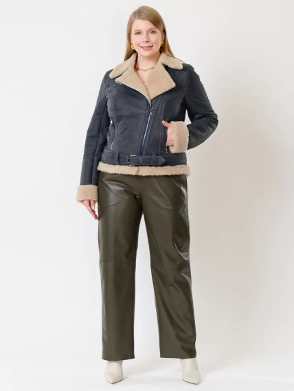 Зимний комплект женский: Дубленка 201 + Брюки 06, синий/оливковый, р. 48, арт. 111352-1