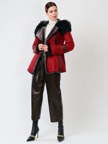 Демисезонный комплект женский: Дубленка 288 + Брюки 05, красная/черный, р. 42, арт. 111323-0