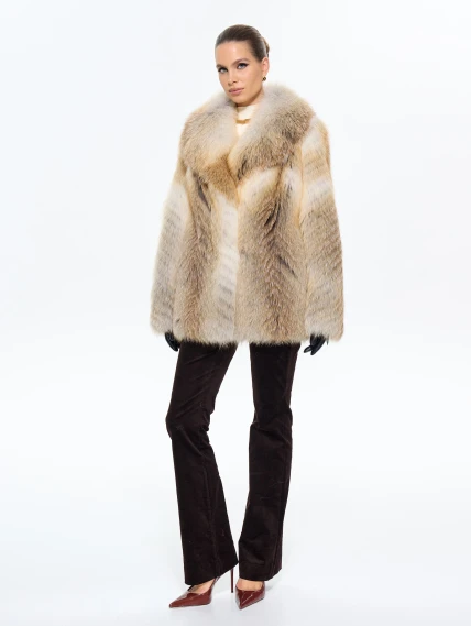 Женская короткая шуба из меха лиса М550, рыжая, размер 46, артикул 65300-3