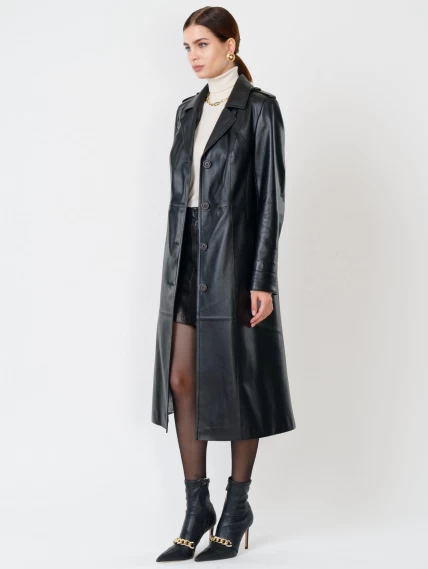 Кожаный комплект женский: Плащ 3010 + Юбка 03, черный, р. 46, арт. 111266-1