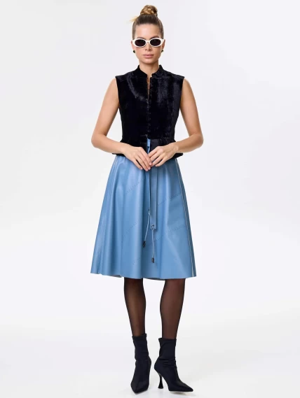 Голубая кожаная юбка 01рс, размер 46, артикул 85452-0