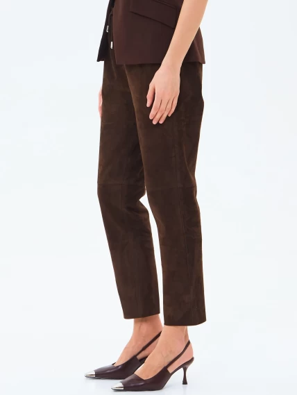 Замшевые женские брюки 09з, коричневые, размер 46, артикул 86030-4