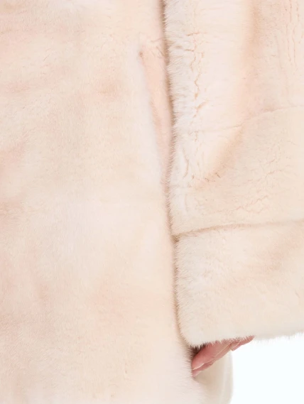 Женская поперечная норковая шуба BRASCHI LE88, бежевая, размер 40, артикул 34330-2