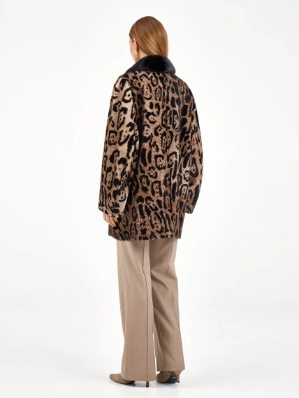 Короткая женская дубленка с норкой 2084, бежевая, размер 44, артикул 64970-5