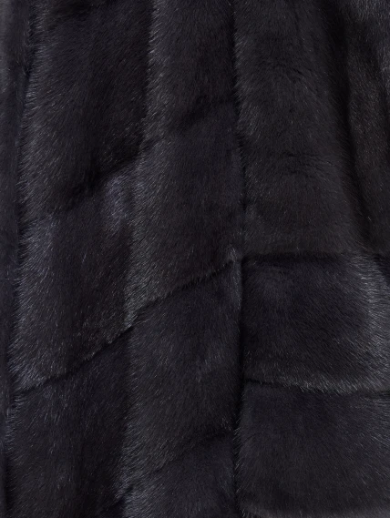 Длинная женская норковая шуба с капюшоном Москвичка-132, черная, размер 52, артикул 65390-6