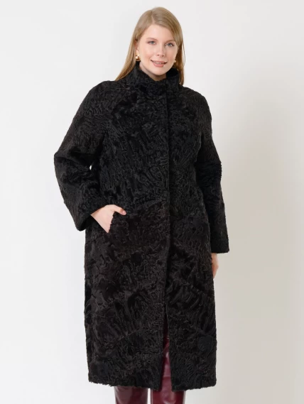 Зимний комплект женский: Шуба из каракуля 17101 + Брюки 02, коричневый/бордовый, р. 44, арт. 111316-5