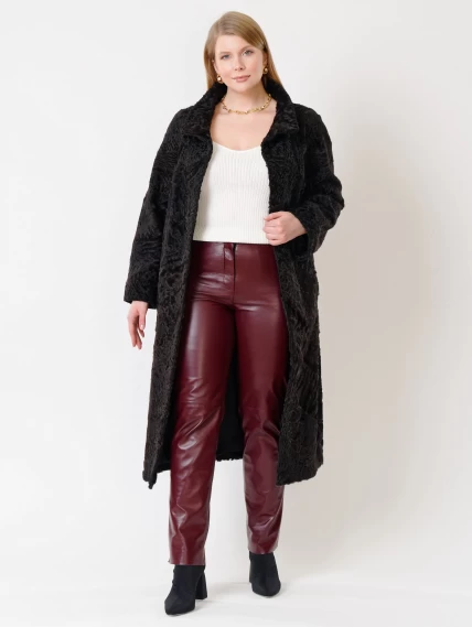Зимний комплект женский: Шуба из каракуля 17101 + Брюки 02, коричневый/бордовый, р. 44, арт. 111316-6