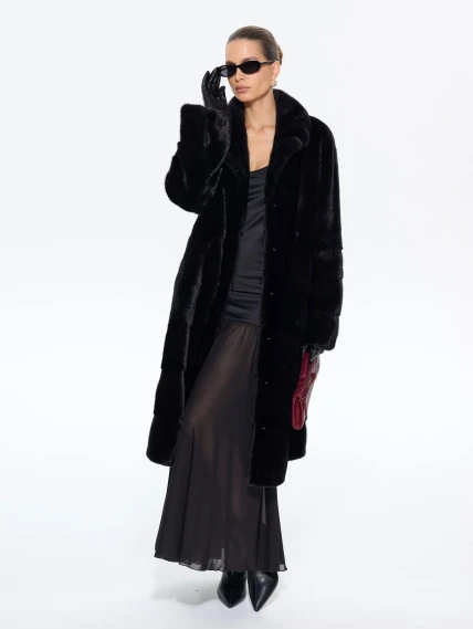 Длинная женская норковая шуба М-102- 1901, черная, размер 52, артикул 65400-7