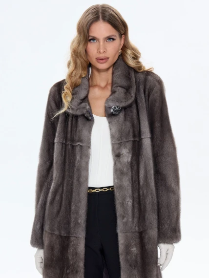 Женская норковая шуба MAKIS ROUSSOULIS METALICA-G, серая, размер 44, артикул 34480-2