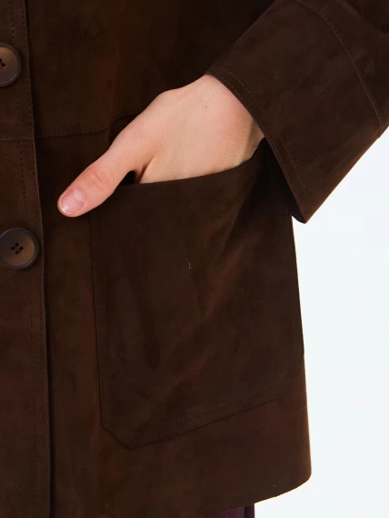 Замшевая куртка премиум класса для женщин 3092з, коричневая, размер 44, артикул 24630-2