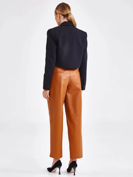 Коричневые модные женские кожаные брюки 08, размер 42, артикул 85912-5