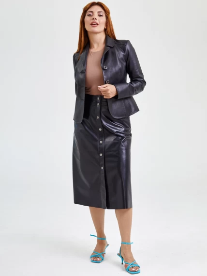 Черная кожаная юбка 08, размер 44, артикул 85551-6