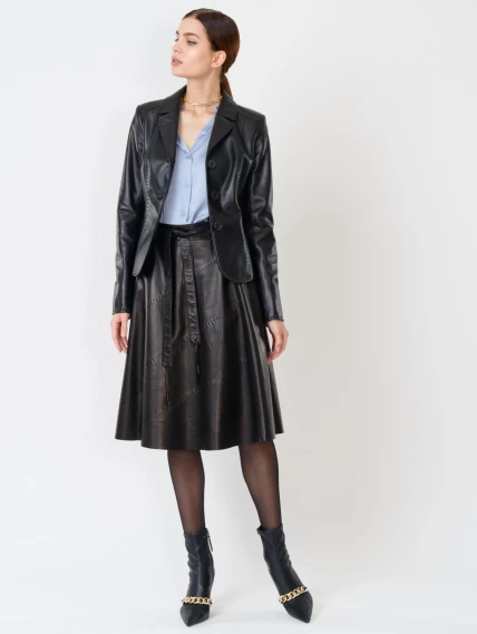 Кожаный костюм женский: Пиджак 316рс + Юбка 01рс, черный, р. 44, арт. 111150-0