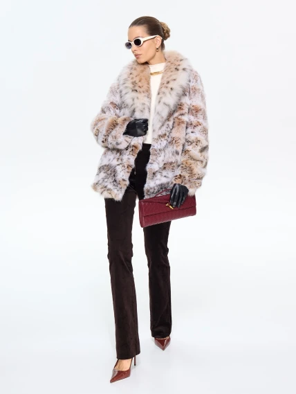 Женская шуба из меха рыси М850, натуральный, размер 48, артикул 65330-1