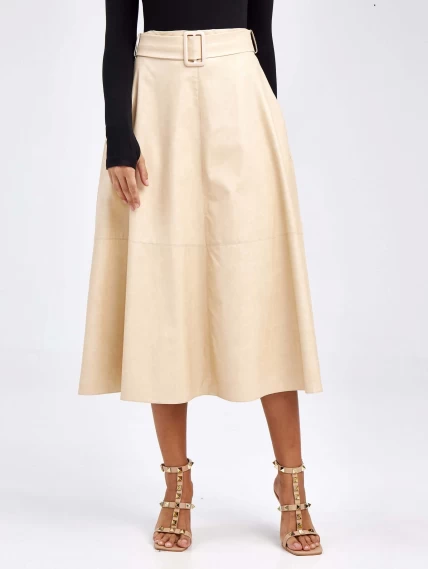 Женские кожаная юбка из экокожи 4820752, молочная, размер 46, артикул 85800-4