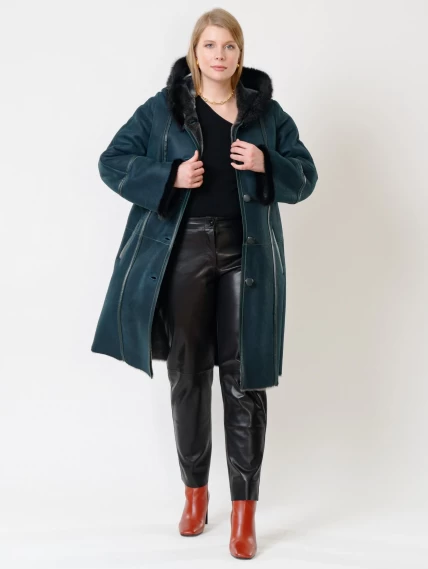 Демисезонный комплект женский: Дубленка 225У + Брюки 03, синий/черный, р. 50, арт. 111209-1