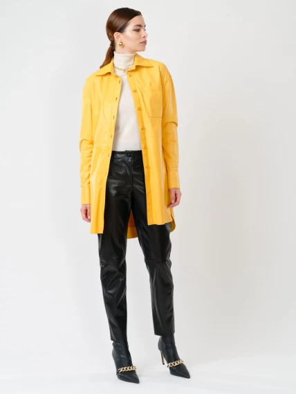 Кожаный костюм женский: Рубашка 01_1 + Брюки 03, желтый/черный, р. 46, арт. 111129-0