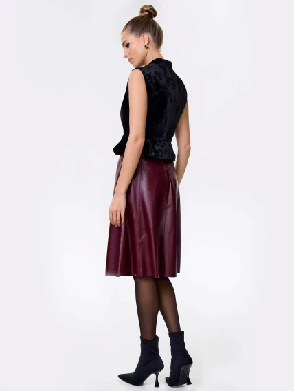 Бордовая кожаная юбка 01рс, размер 44, артикул 85442-7