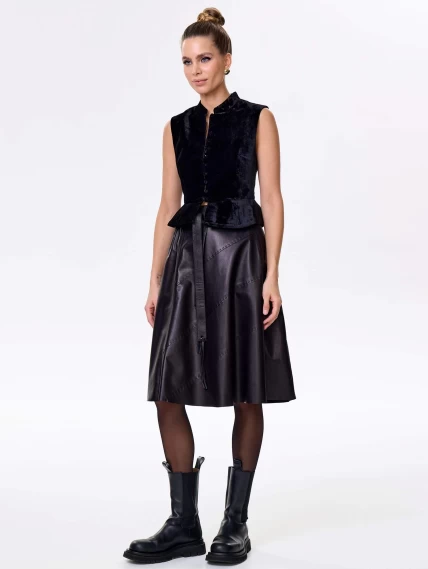 Черная кожаная юбка 01рс, размер 44, артикул 85462-6