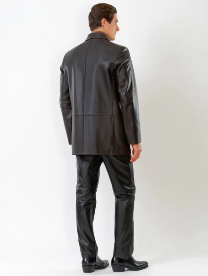 Мужская кожаная куртка на пуговицах 21/1, коричневая, размер 50, артикул 29620-4