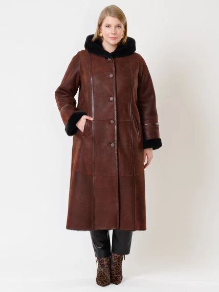 Зимний комплект женский: Дубленка 285 + Брюки 03, виски/черный, р. 48, арт. 111221-0