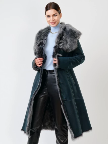 Зимний комплект женский: Дубленка 132 + Брюки 03, синий/черный, р. 44, арт. 111355-3