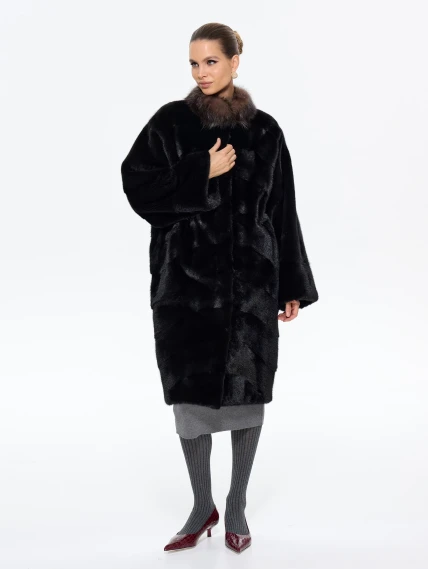 Норковая длинная женская шуба Анастасия, черная, размер 44, артикул 65650-1