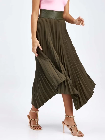 Женские кожаная юбка из экокожи 4820767, оливковая, размер 44, артикул 85820-6